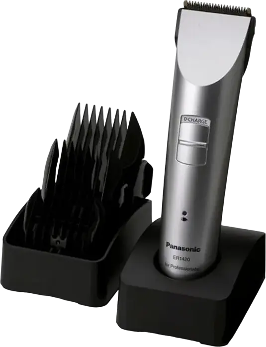 Panasonic ER1420 Professional Hair Clipper with Ceramic Blades, 6 Length Settings 3-18mm, Q-CHARGE Quick Charge, Mains and Battery, Set of 7 Pieces