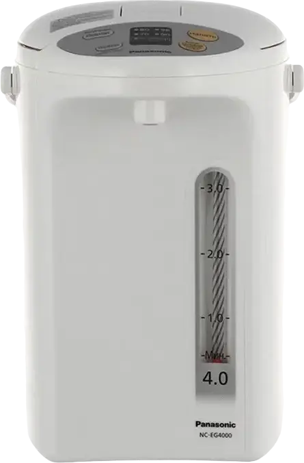 Termopot Electric Panasonic NC-EG4000, Capacitate 4L, Putere 700W, Culoare Alb, 4 Nivele de Temperatura, Inveliș Antiaderent Binchotan-carbon, Ecran LCD Digital