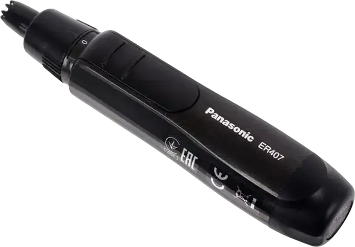 Триммер для носа и ушей Panasonic ER407K520 для мужчин, лезвия из нержавеющей стали, питание от батареек, моющиеся насадки, черный