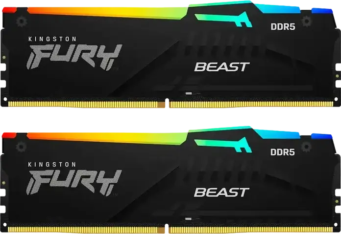 Kingston FURY Beast RGB DDR5 16GB Kit (2x8GB) 6000MHz CL30 RAM KF560C36BBE2AK2-32, Intel XMP 3.0, AMD EXPO, On-die ECC, Black Heat Spreader