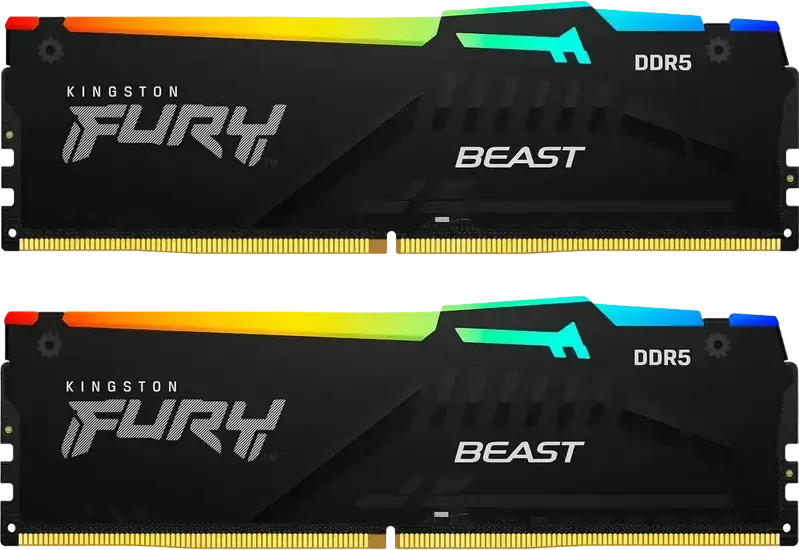 Kingston FURY Beast RGB DDR5 16GB Kit (2x8GB) 6000MHz CL30 RAM KF560C36BBE2AK2-32, Intel XMP 3.0, AMD EXPO, On-die ECC, Black Heat Spreader