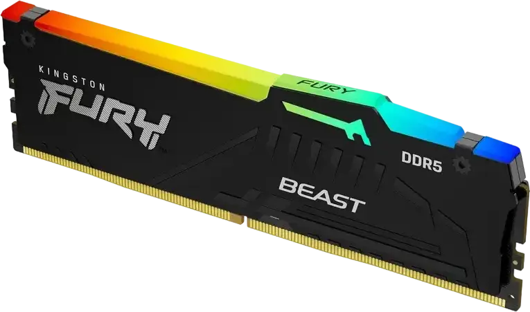 Kingston FURY Beast RGB DDR5 16GB Kit (2x8GB) 6000MHz CL30 RAM KF560C36BBE2AK2-32, Intel XMP 3.0, AMD EXPO, On-die ECC, Black Heat Spreader