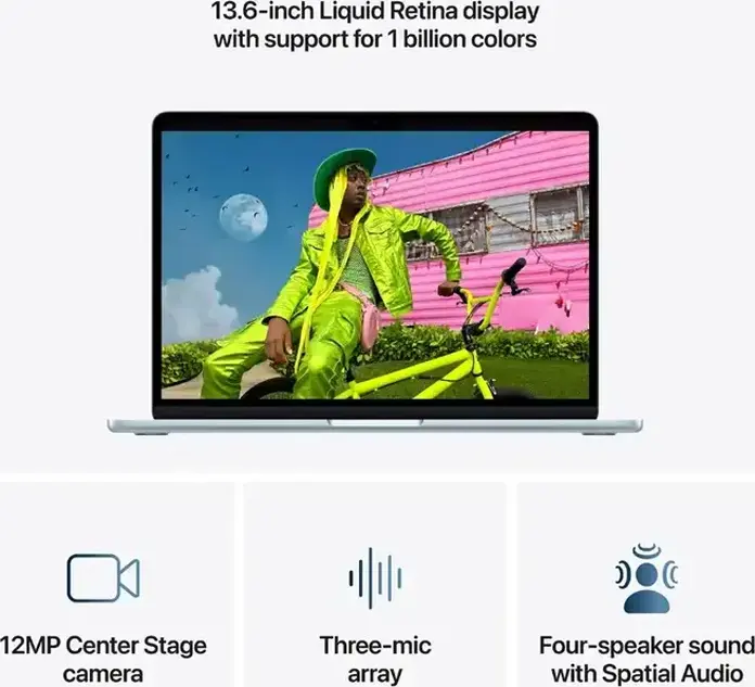 Apple MacBook Air 13.6" Laptop, Apple M5 10-Core CPU, 8-Core GPU, 16GB RAM, 512GB SSD, Liquid Retina Display, macOS Tahoe, Aluminum Case, Sky Blue