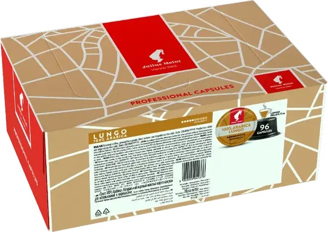 Julius Meinl Lungo 100% Arabica Professional Coffee Capsules, Medium Roast, Intensity 4/10, 110ml Cup Size, 96 Capsules