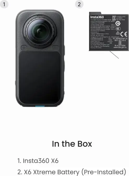Camera de Action 360 Insta360 X6 Standard Bundle, Video 8K 50fps, Foto 120MP, Senzori Dual Sony 1/1.1", Chip AI 4nm, 64GB, Impermeabila 20m, Midnight Black