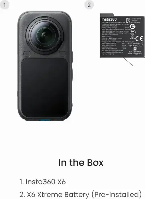Camera de Action 360 Insta360 X6 Standard Bundle, Video 8K 50fps, Foto 120MP, Senzori Dual Sony 1/1.1", Chip AI 4nm, 64GB, Impermeabila 20m, Midnight Black
