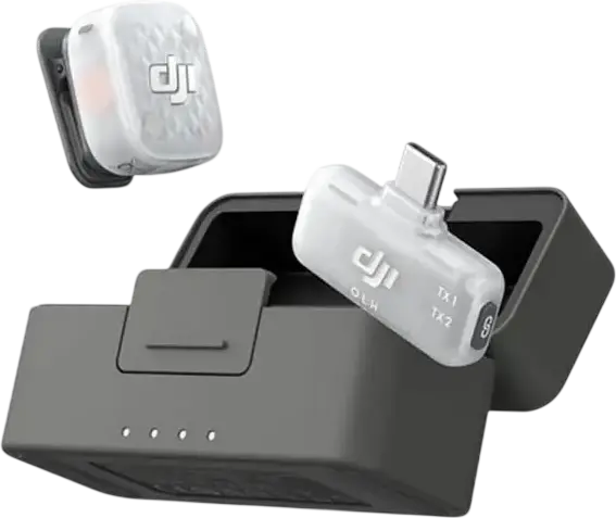 Набор беспроводных петличных микрофонов DJI Mic Mini 2S, всенаправленный Bluetooth-микрофон с зарядным кейсом, аккумулятор 1950 мАч, черный, набор из 6 предметов