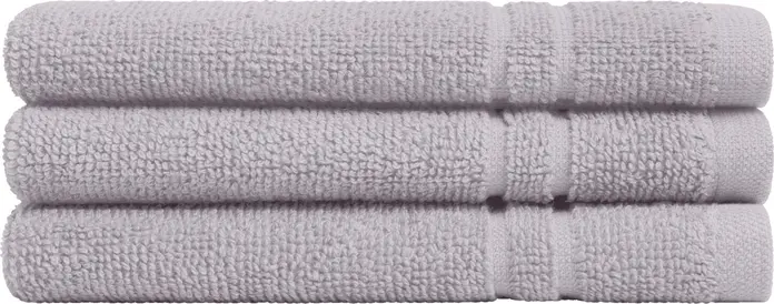 LUSINI Solutions GmbH Dina Face Towels, 100% Cotton Twisted Terry, 30x30 cm, Light-Grey, OEKO-TEX Standard 100, Set of 10 Pieces