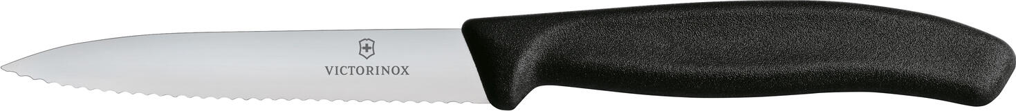 Cutit de legume Victorinox Swiss Classic 6.7733, lama ondulata din otel inoxidabil 10 cm, maner ergonomic din polipropilena neagra, fabricat in Elvetia