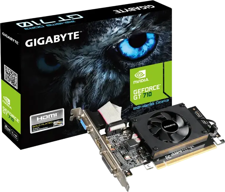 Placa Video Gigabyte GV-N710D3-2GL NVIDIA GeForce GT 710, 2GB DDR3, 64-bit, PCI-E 2.0, Răcire Activă, HDMI, DVI-D, D-Sub, Bracket Low Profile Inclus