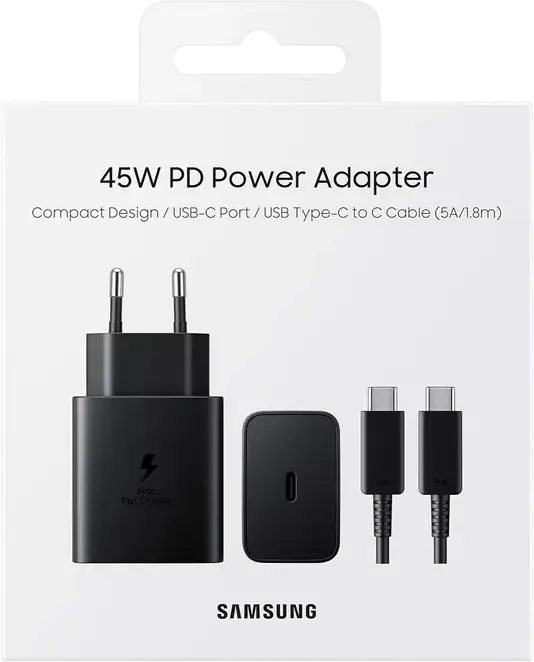 Samsung EP-T4511 45W USB-C Wall Charger Power Adapter, Super Fast Charging PD PPS, 100-240V, Black