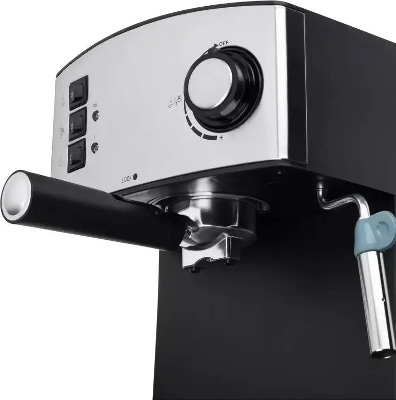 aparat de cafea espresso manual Ardesto YCM-E1600, pompa italiana 15 bar, 850W, rezervor apa 1.6L, otel inoxidabil, gri, cu spumator de lapte