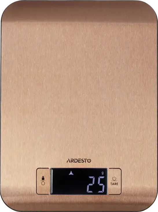 Ardesto SCK-898R Electronic Kitchen Scale, Stainless Steel Platform, 5kg Max Weight, 1g Precision, LED Display, Tare Function, Bronze
