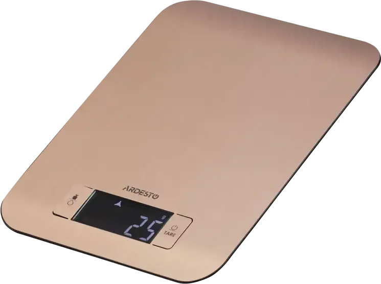 Ardesto SCK-898R Electronic Kitchen Scale, Stainless Steel Platform, 5kg Max Weight, 1g Precision, LED Display, Tare Function, Bronze