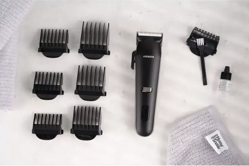 Ardesto HC-Y32-B Hair Clipper for Household Use, Stainless Steel Blades, 6 Length Modes 0.5-30mm, USB Battery Powered, Set of 6 Nozzles, Black