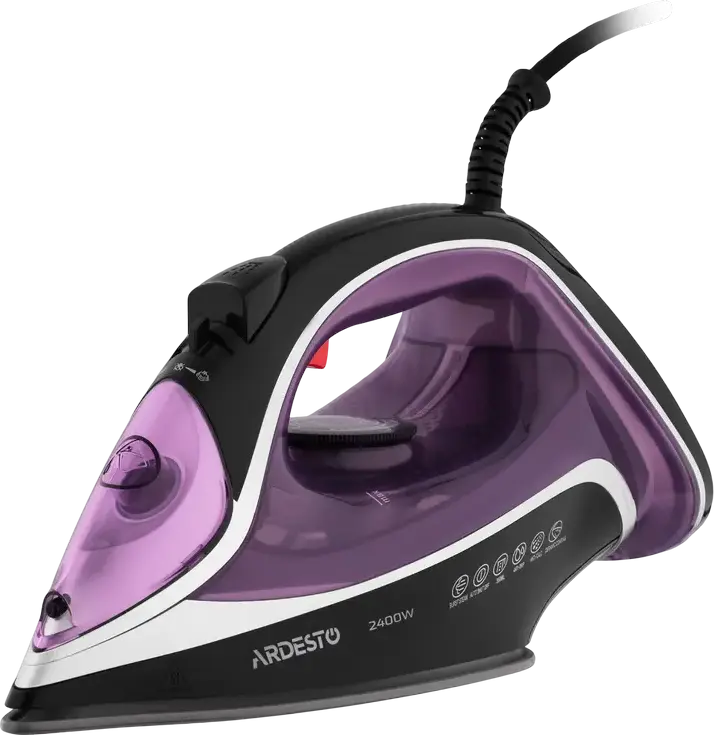 Ardesto IR-B2234 Steam Iron, 2400W, Ceramic Soleplate, 350ml Tank, 80g/min Steam Boost, Anti-drip, Anti-calc, Auto Shut-off, Violet