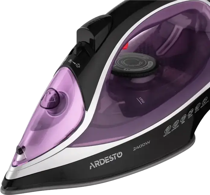 Ardesto IR-B2234 Steam Iron, 2400W, Ceramic Soleplate, 350ml Tank, 80g/min Steam Boost, Anti-drip, Anti-calc, Auto Shut-off, Violet