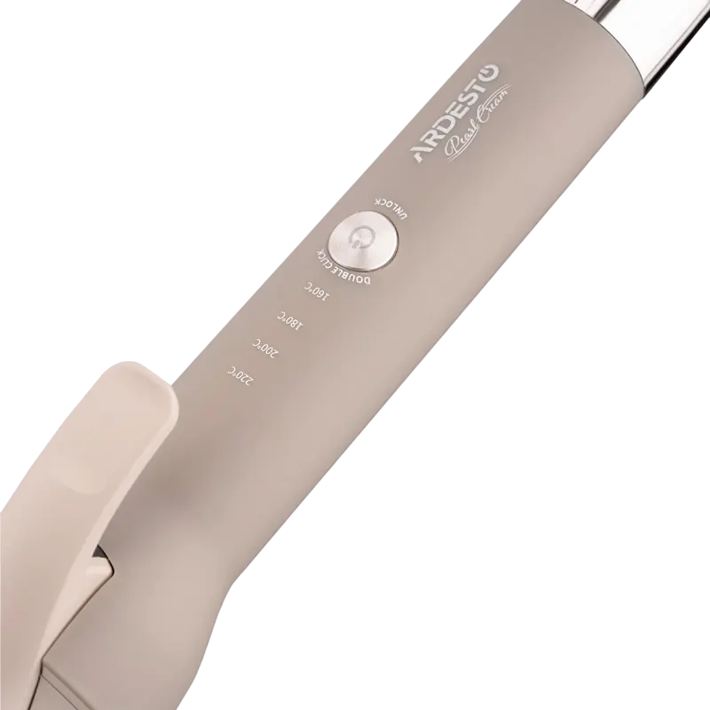 Ardesto HC-Y700PERL Pearl Cream Ceramic Round Curling Iron, 25mm Diameter, 48W, 4 Temperature Modes 160-220°C, Ionization, Auto Shut-off, Beige