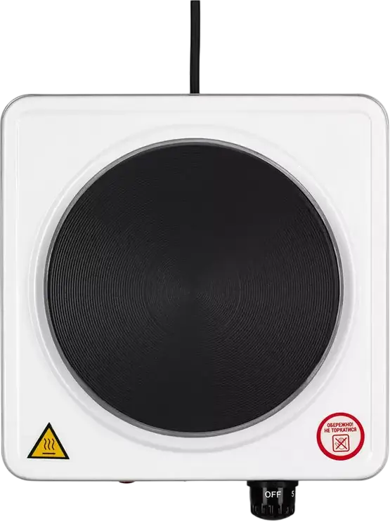 Ardesto ECS-J115W Mini Electric Hot Plate, 1500W, 1 Cooking Zone, Cast Iron Heating Element, Enameled Steel Surface, 5 Power Levels, White