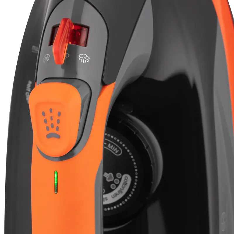 Ardesto IR-C2233-GR Steam Iron, 2200W, Ceramic Soleplate, 340ml Tank, Anti-Drip, Anti-Calc, Auto Shut-Off, Vertical Steam, Black/Orange