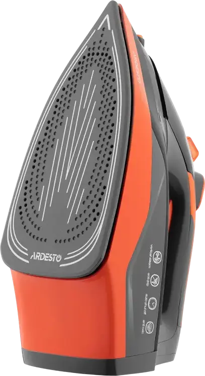 Ardesto IR-C2233-GR Steam Iron, 2200W, Ceramic Soleplate, 340ml Tank, Anti-Drip, Anti-Calc, Auto Shut-Off, Vertical Steam, Black/Orange