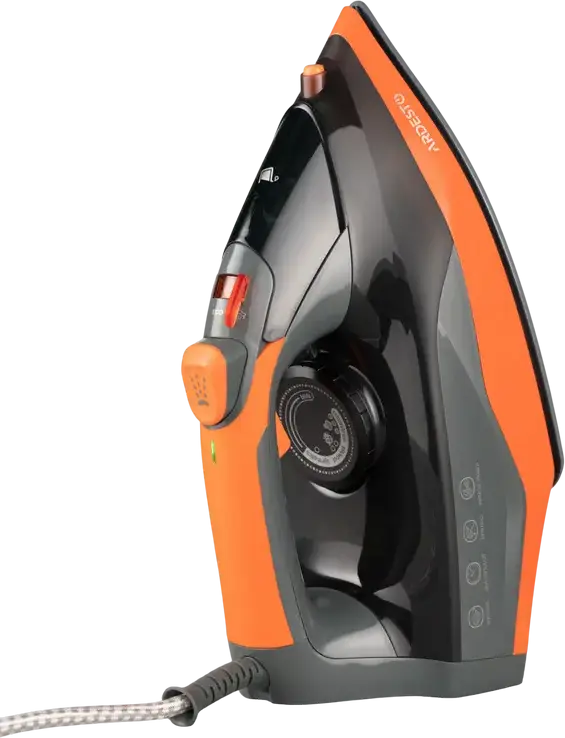 Ardesto IR-C2233-GR Steam Iron, 2200W, Ceramic Soleplate, 340ml Tank, Anti-Drip, Anti-Calc, Auto Shut-Off, Vertical Steam, Black/Orange