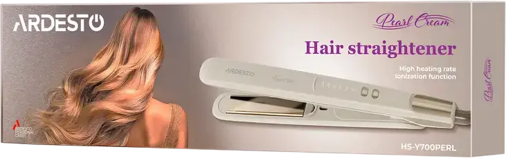 Ardesto HS-Y700PERL Hair Straightener, 140-230°C Temperature Control, Ionization, Fast Heating, Auto Shut-off, Beige