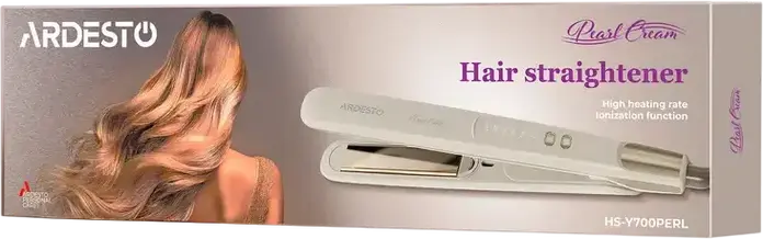 Ardesto HS-Y700PERL Hair Straightener, 140-230°C Temperature Control, Ionization, Fast Heating, Auto Shut-off, Beige