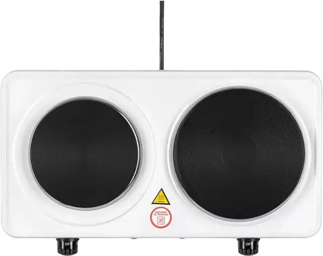 Электрическая плитка Ardesto ECS-J225W, 2 чугунные конфорки, 2.5 кВт, эмалированная сталь, 5 уровней мощности, Белый