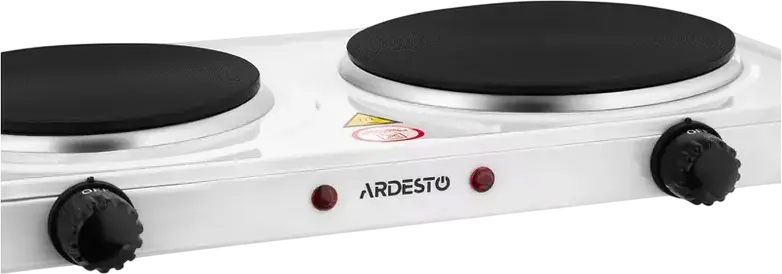 Электрическая плитка Ardesto ECS-J225W, 2 чугунные конфорки, 2.5 кВт, эмалированная сталь, 5 уровней мощности, Белый