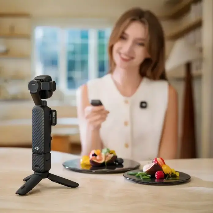 DJI Osmo Pocket 4P Standard Combo Action Camera with 1-inch CMOS Sensor, 8K Resolution, 3x Zoom Dual Lens, 4K 120fps, 2-inch OLED Touchscreen, Black