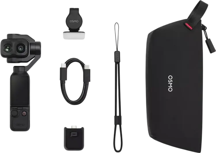 DJI Osmo Pocket 4P Standard Combo Action Camera with 1-inch CMOS Sensor, 8K Resolution, 3x Zoom Dual Lens, 4K 120fps, 2-inch OLED Touchscreen, Black