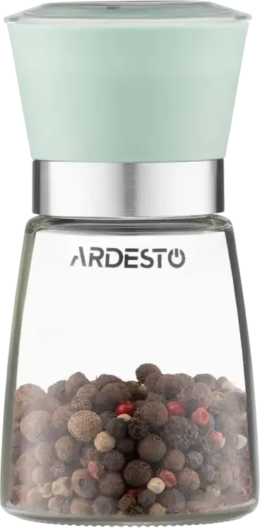 Râșnița pentru sare și piper Ardesto Gemini AR2101, Gri, 180ml, 13cm, mecanism de măcinare din ceramică, grad de măcinare reglabil, corp de sticlă, 1 bucată