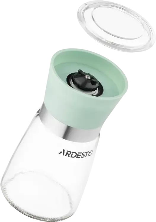 Râșnița pentru sare și piper Ardesto Gemini AR2101, Gri, 180ml, 13cm, mecanism de măcinare din ceramică, grad de măcinare reglabil, corp de sticlă, 1 bucată
