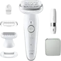 Эпилятор Braun Silk-épil 9 SES9341, белый, для влажного и сухого использования, 40 пинцетов, гибкая головка, массаж, бритье, тримминг, набор из 6 предметов