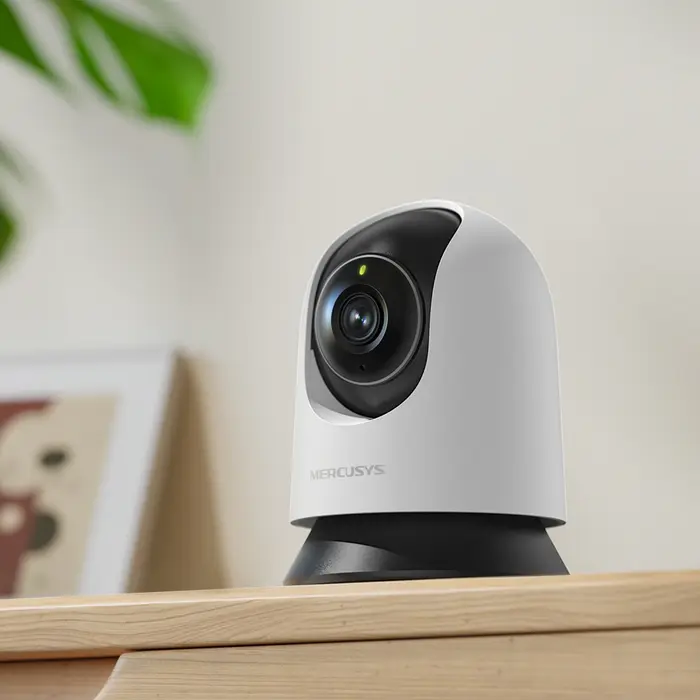 Mercusys MC210 Indoor Pan/Tilt Wi-Fi Security Camera, 3MP 2K Resolution, 360° View, Night Vision, Two-Way Audio, Motion & Person Detection, White