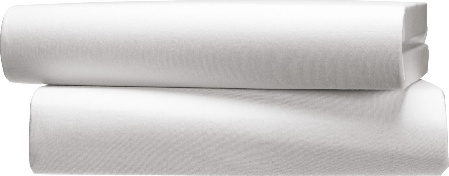 Pulsiva Portland Jersey Fitted Sheet Set of 2, 100% Cotton, 90-100 x 200 cm, Max Mattress Height 27 cm, White, OEKO-TEX Standard 100