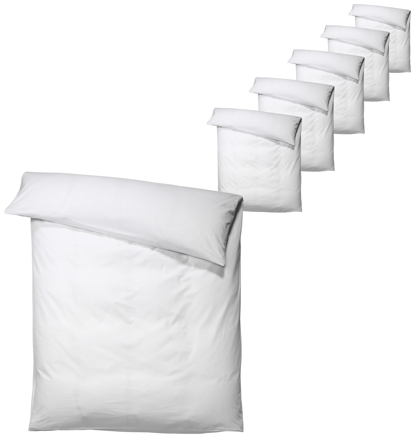 PULSIVA Linon Duvet Cover Set of 6, 100% Cotton, 240x220 cm, Pure White, 120 TC, Hotel Fastener, OEKO TEX Standard 100 Certified