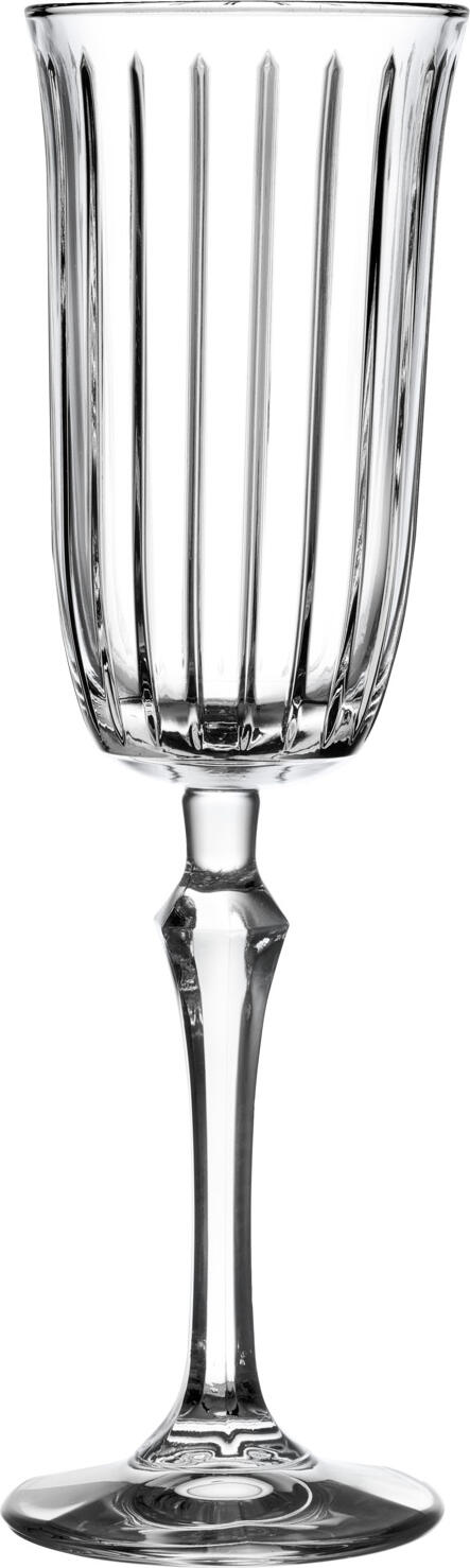 Set de 4 pahare de sampanie Pasabahce Joy, 175ml, sticla transparenta cu rigoare, rezistente la spalare cu masina, pentru Horeca