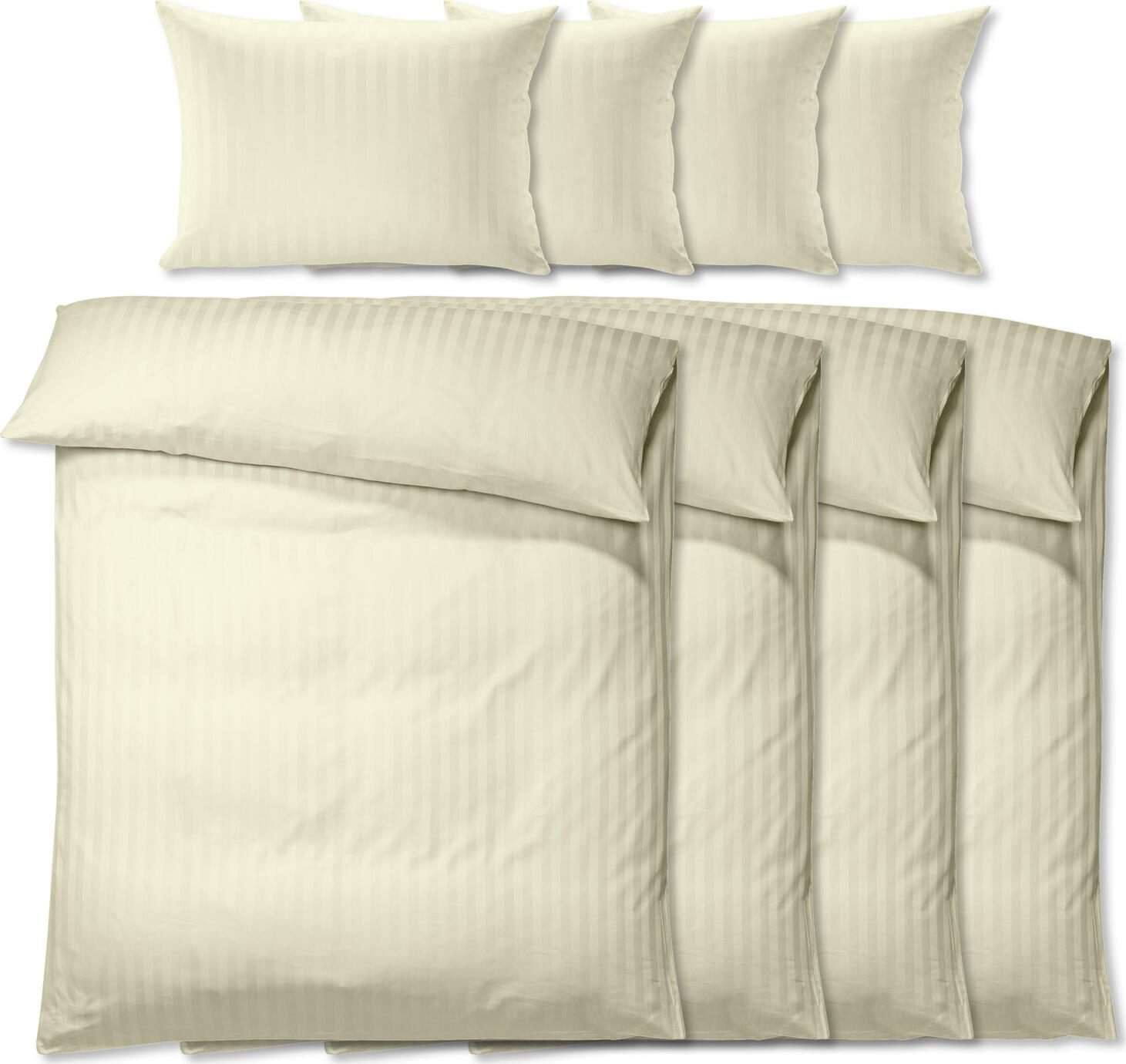 Pulsiva Satina 20 mm Bed Set, 100% Cotton Satin, 140x200 cm Duvet Cover and 70x90 cm Pillowcase, Classic Stripe Design, OEKO-TEX Standard 100, Set of 4