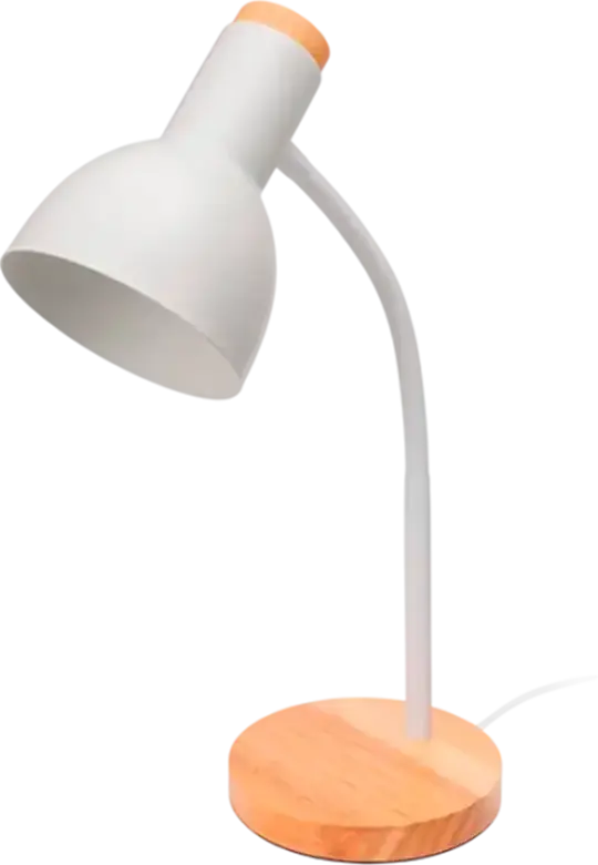 Platinet PDL333 Desk Lamp, E27 Socket, 40W Max, Metal and Natural Wood, White CRI, 420x150x150 mm