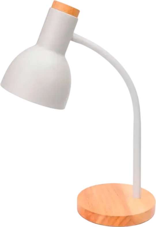 Platinet PDL333 Desk Lamp, E27 Socket, 40W Max, Metal and Natural Wood, White CRI, 420x150x150 mm