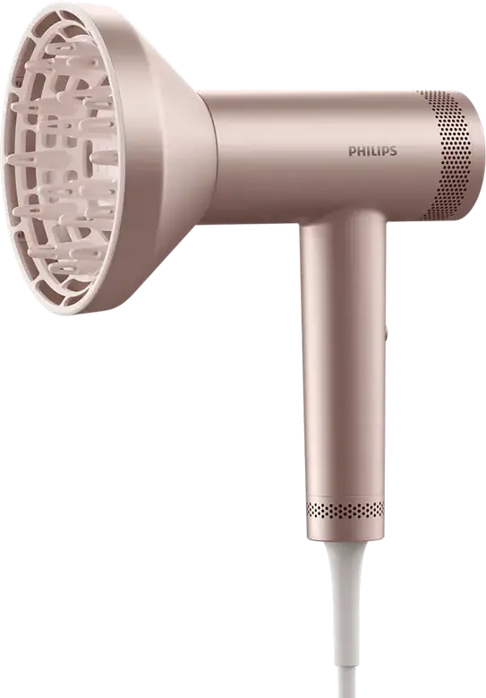 Philips BHD837/10 Hair Dryer, 1400W, ThermoShield Technology, Digital Temperature Display, Ionization, 7 Temp Settings, Pink, with Diffuser and Concentrator