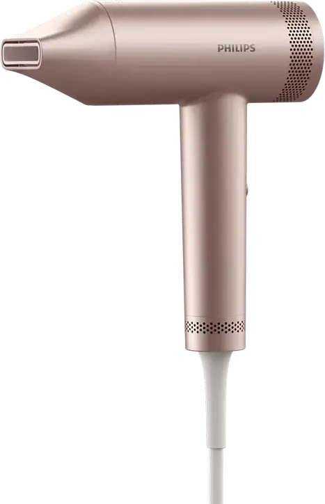 Philips BHD837/10 Hair Dryer, 1400W, ThermoShield Technology, Digital Temperature Display, Ionization, 7 Temp Settings, Pink, with Diffuser and Concentrator