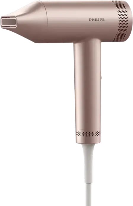 Philips BHD837/10 Hair Dryer, 1400W, ThermoShield Technology, Digital Temperature Display, Ionization, 7 Temp Settings, Pink, with Diffuser and Concentrator