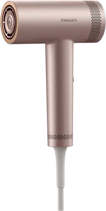 Philips BHD837/10 Hair Dryer, 1400W, ThermoShield Technology, Digital Temperature Display, Ionization, 7 Temp Settings, Pink, with Diffuser and Concentrator