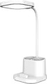 Platinet PDL008 LED Desk Lamp, 5W 200Lm, 3 Color Temperatures, 3 Brightness Levels, 2400mAh Battery, USB Charging, Pen and Smartphone Holder, White