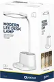 Platinet PDL008 LED Desk Lamp, 5W 200Lm, 3 Color Temperatures, 3 Brightness Levels, 2400mAh Battery, USB Charging, Pen and Smartphone Holder, White