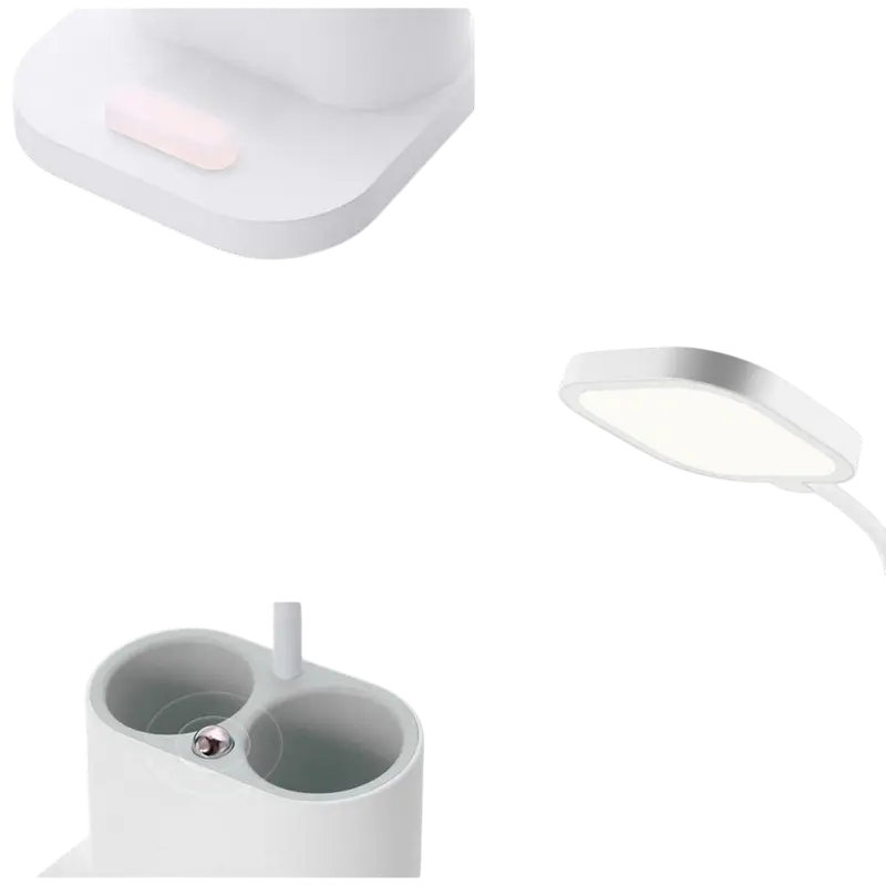 Platinet PDL008 LED Desk Lamp, 5W 200Lm, 3 Color Temperatures, 3 Brightness Levels, 2400mAh Battery, USB Charging, Pen and Smartphone Holder, White