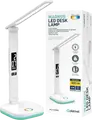 Lampa de birou LED Platinet PDL711RGB, 6W, 300 Lm, 3 Nivele Luminozitate, 3000K-6500K, Pad Incarcare Wireless, Lumina Ambientala RGB, Display Digital, Alb
